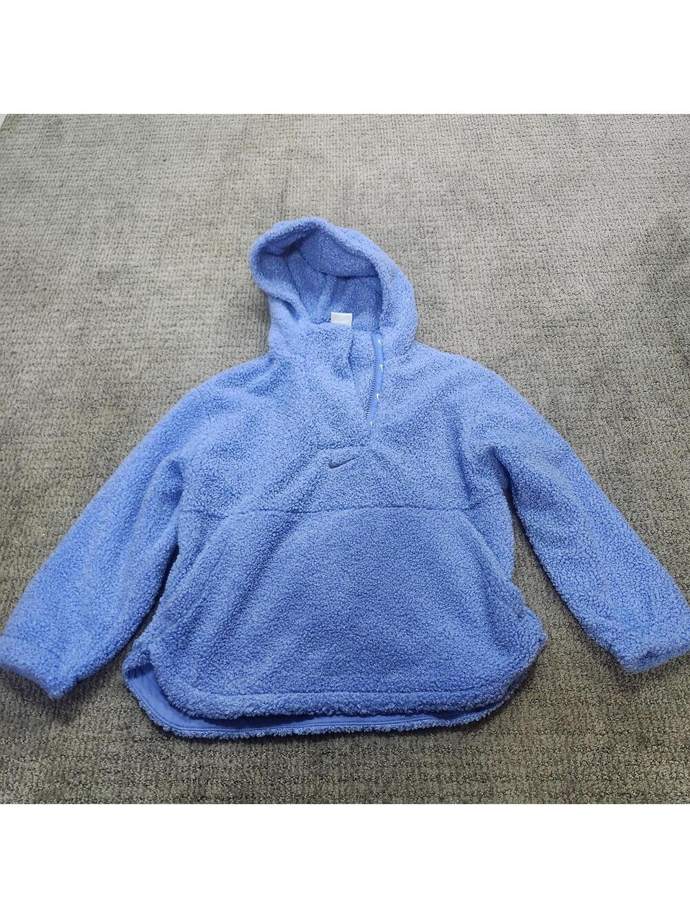 Nike Jacket High Pile Big Girl Therma Fit Blue Long Sleeve Hooded Size Small